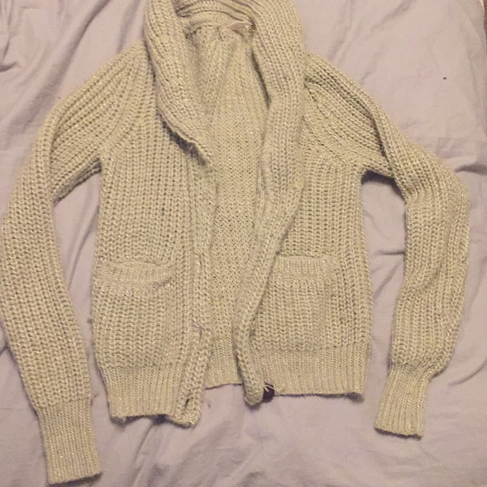 Thick gold cardigan!